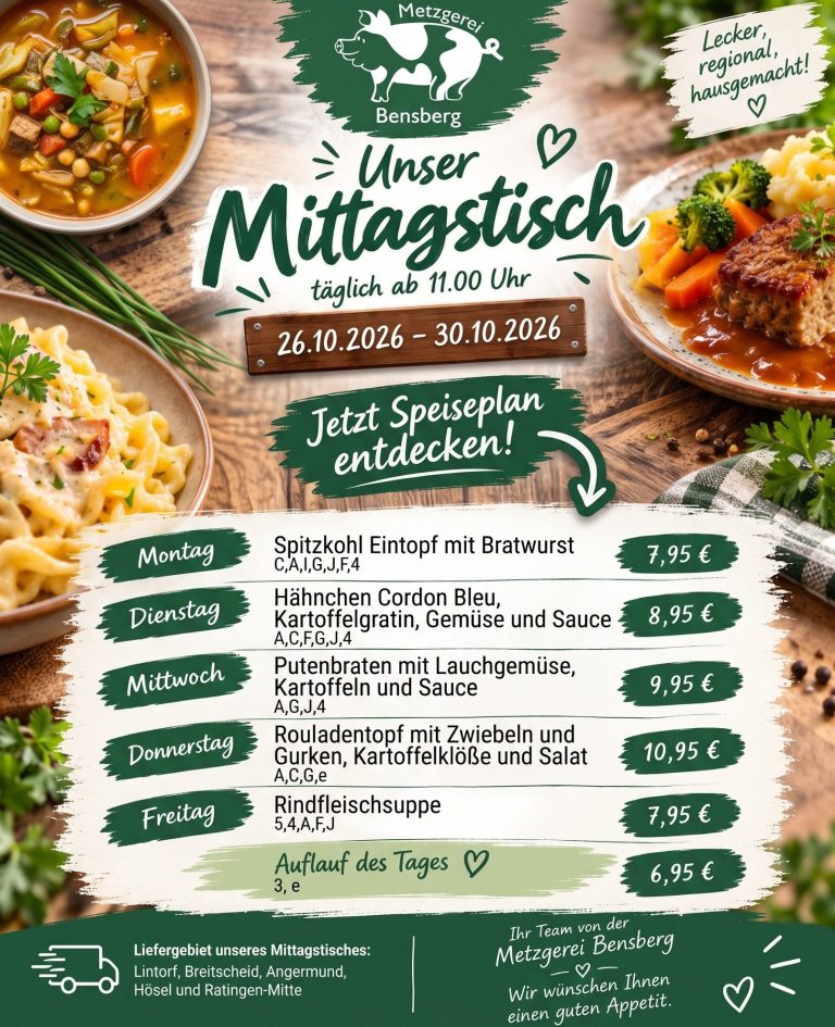 Unser Mittagstisch Mittagstisch Metzgerei Bensberg Ratingen Lintorf